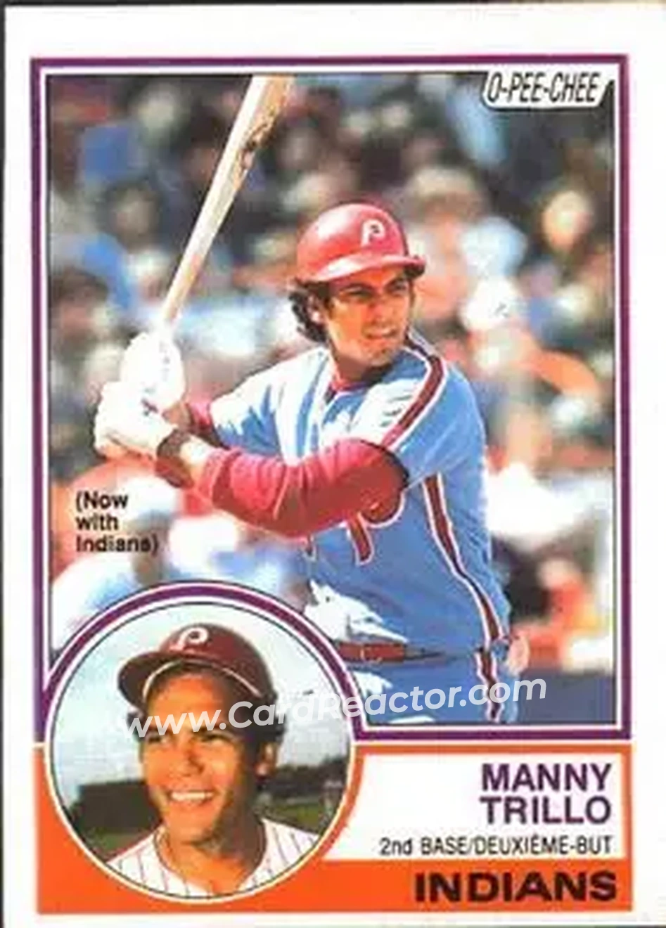 1983 O-Pee-Chee #73 - Manny Trillo - Cleveland Indians - Front