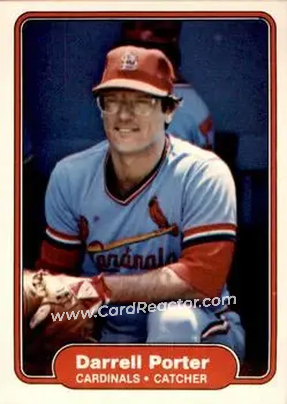 1982 Fleer #124 - Darrell Porter - St. Louis Cardinals - Front 1982 Fleer #124 - Darrell Porter - St. Louis Cardinals - Front