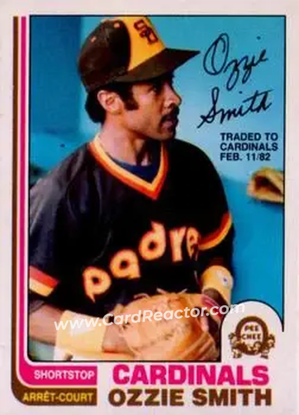 1982 O-Pee-Chee #95 - Ozzie Smith - St. Louis Cardinals - Front