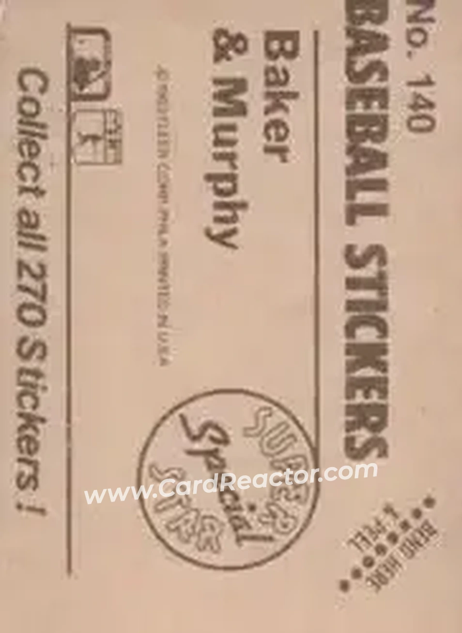 1983 Fleer Star Stickers #140 - Card #140 - Back 1983 Fleer Star Stickers #140 - Card #140 - Back