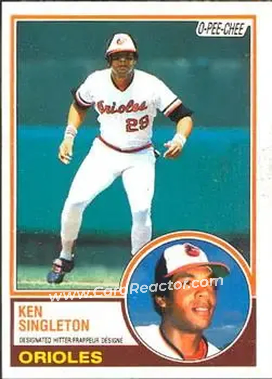1983 O-Pee-Chee #85 - Ken Singleton - Baltimore Orioles - Front