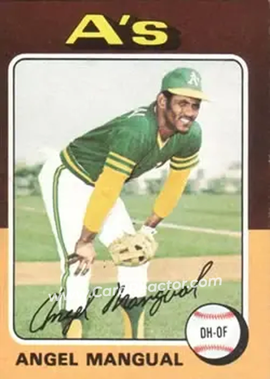 1975 Topps #452 - Angel Mangual - Oakland Athletics - Front