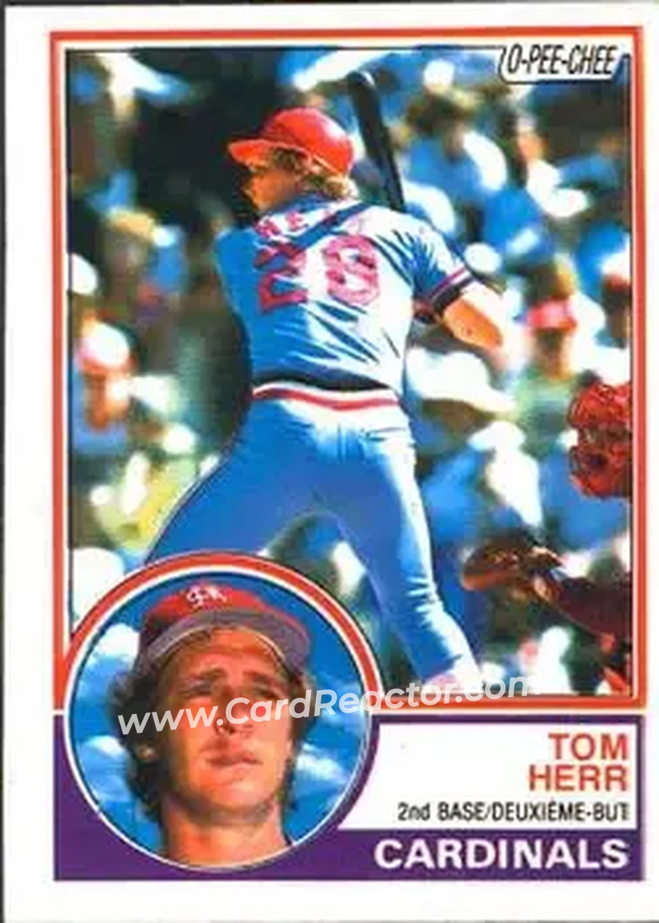 1983 O-Pee-Chee #97 - Tom Herr - St. Louis Cardinals - Front