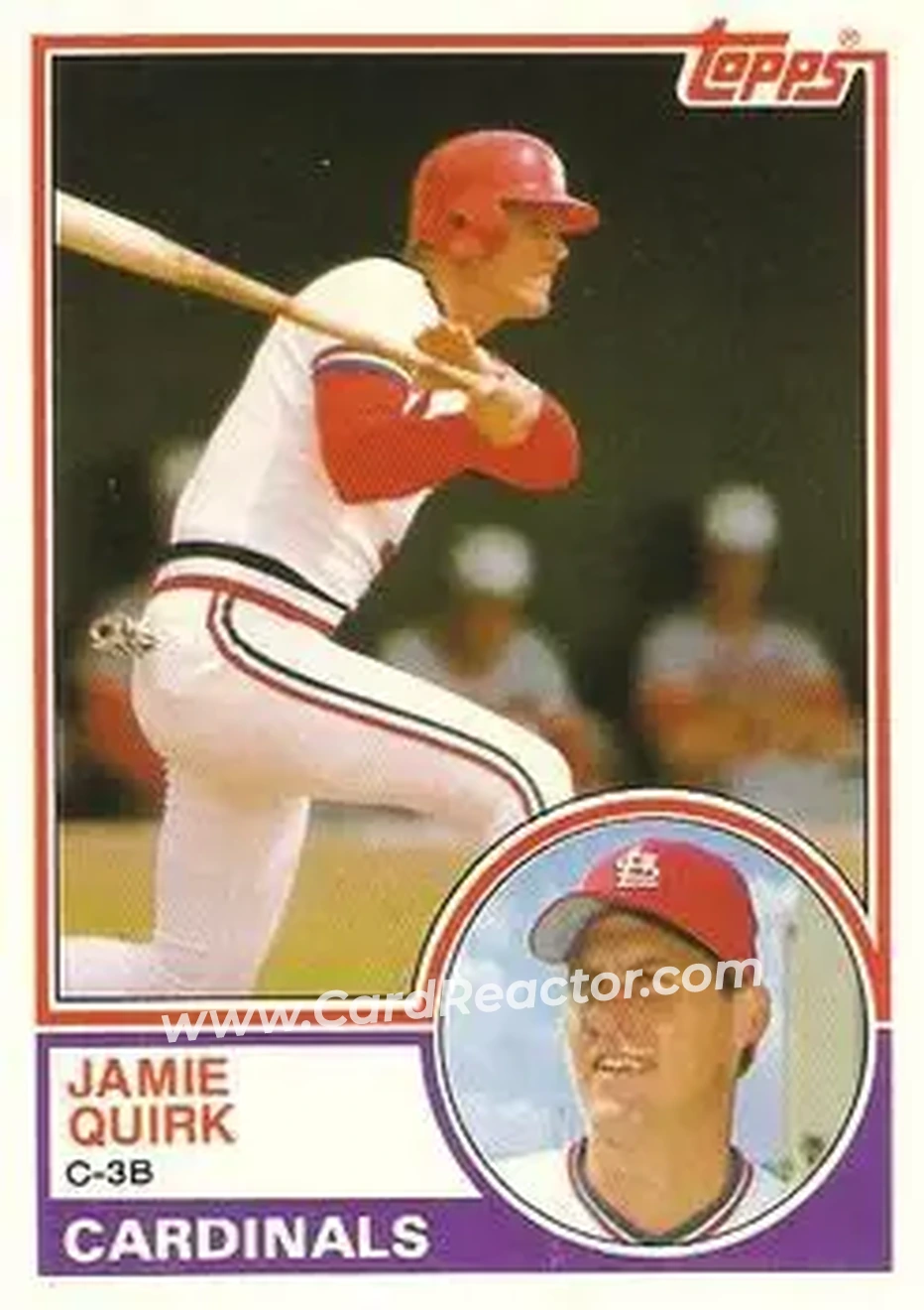1983 Topps Traded #90T - Jamie Quirk - St. Louis Cardinals - Front 1983 Topps Traded #90T - Jamie Quirk - St. Louis Cardinals - Front
