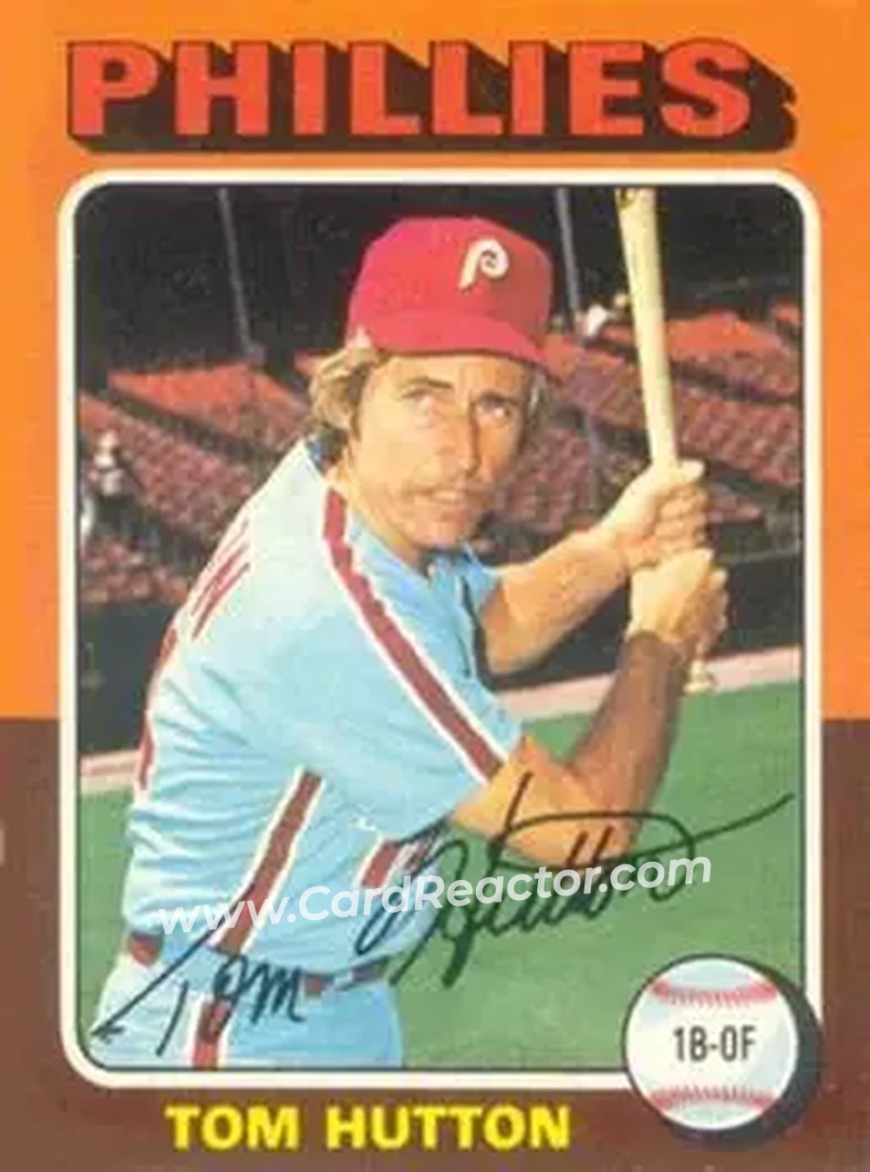 1975 Topps #477 - Tom Hutton - Philadelphia Phillies - Front 1975 Topps #477 - Tom Hutton - Philadelphia Phillies - Front