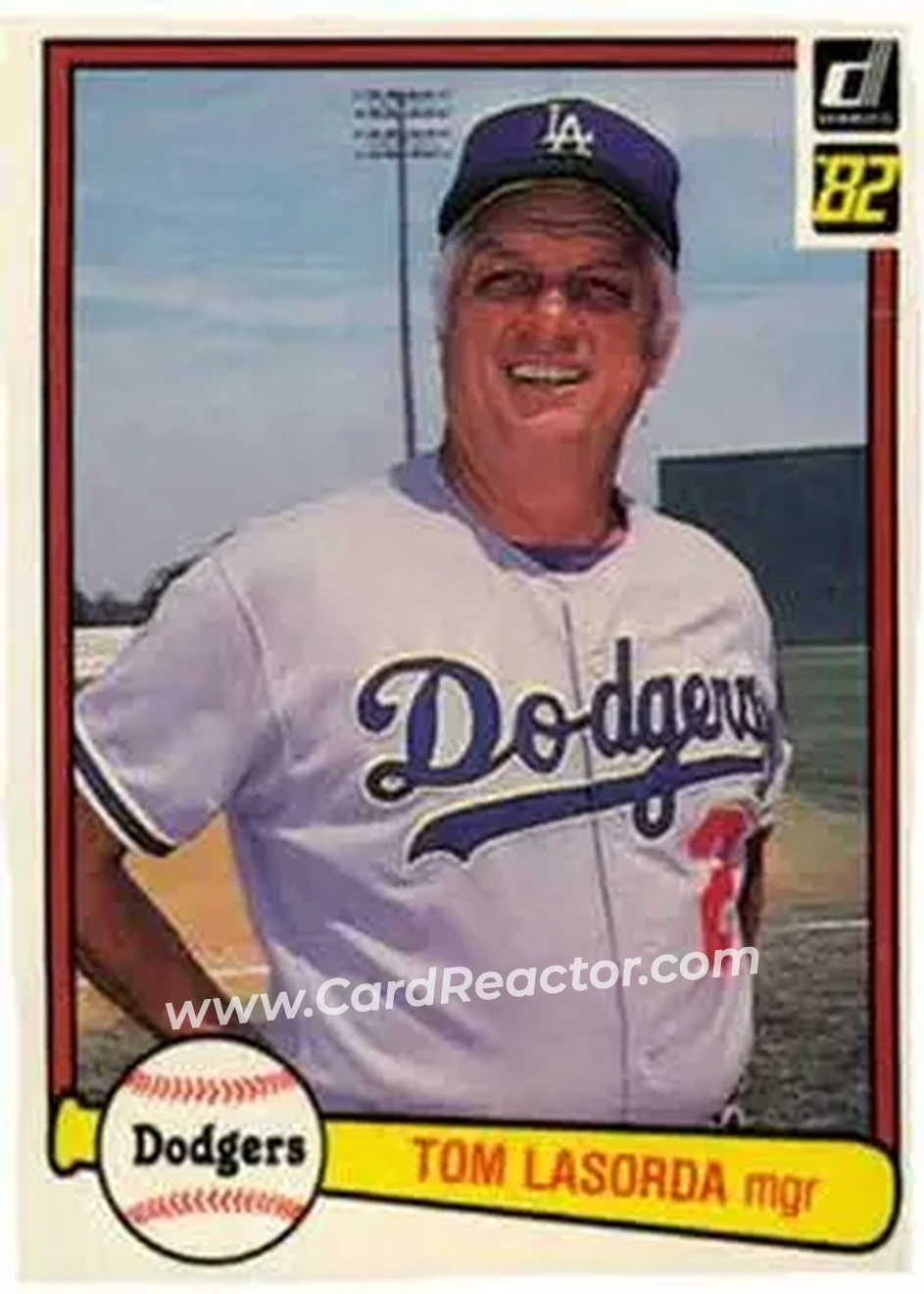 1982 Donruss #110 - Tom Lasorda - Los Angeles Dodgers - Front 1982 Donruss #110 - Tom Lasorda - Los Angeles Dodgers - Front