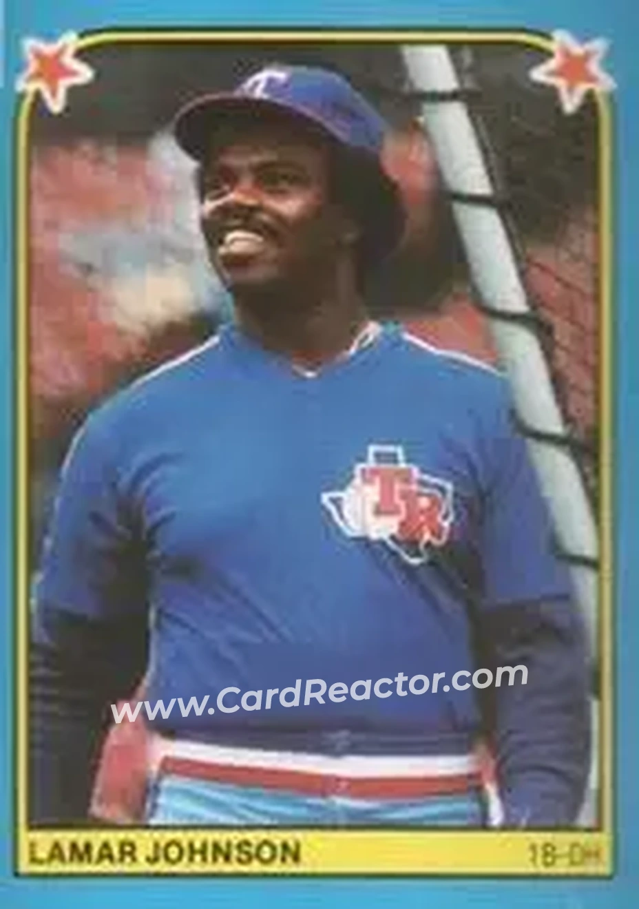 1983 Fleer Star Stickers #162 - Lamar Johnson - Texas Rangers - Front