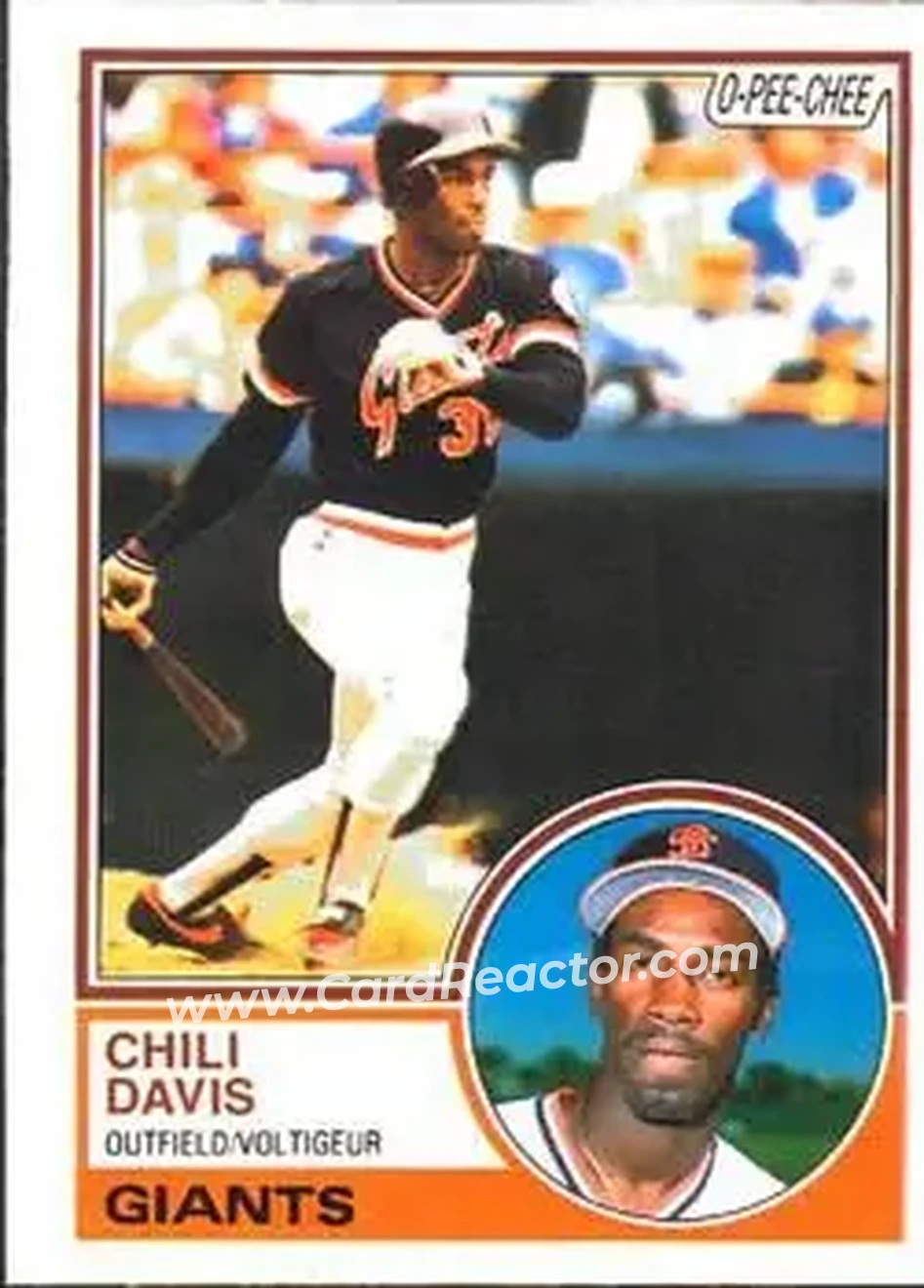 1983 O-Pee-Chee #115 - Chili Davis - San Francisco Giants - Front
