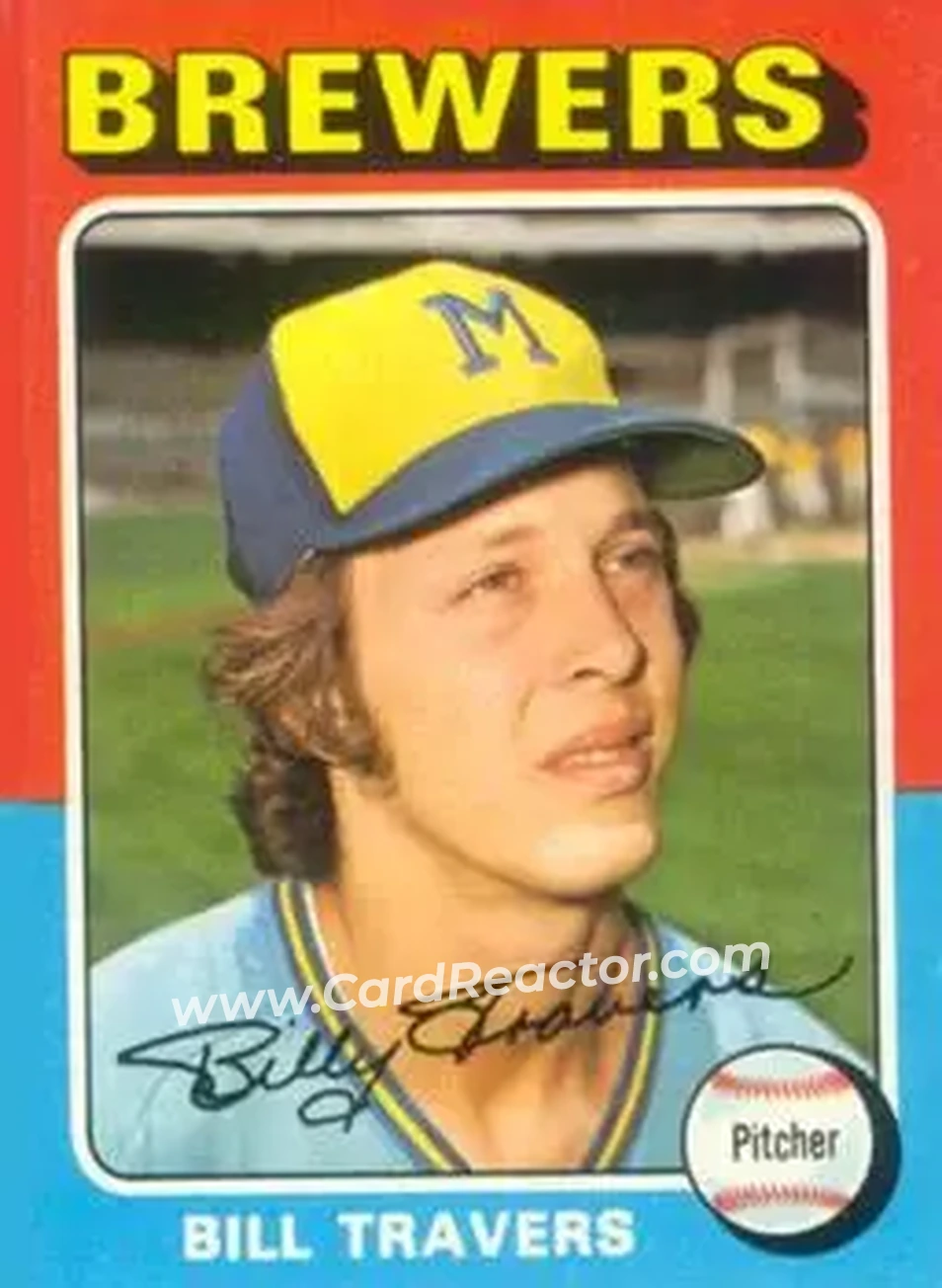 1975 Topps #488 - Bill Travers - Milwaukee Brewers - Front 1975 Topps #488 - Bill Travers - Milwaukee Brewers - Front