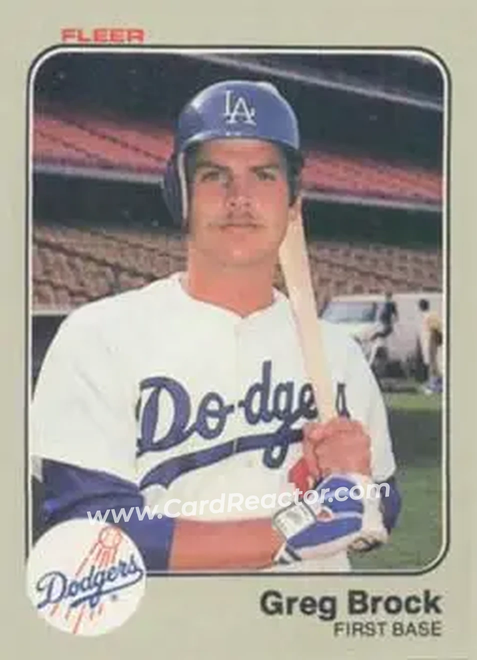 1983 Fleer #203 - Greg Brock - Los Angeles Dodgers - Front 1983 Fleer #203 - Greg Brock - Los Angeles Dodgers - Front