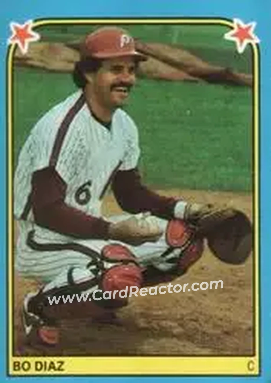 1983 Fleer Star Stickers #177 - Bo Diaz - Philadelphia Phillies - Front