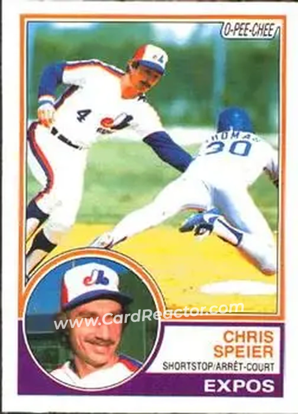 1983 O-Pee-Chee #121 - Chris Speier - Montreal Expos - Front 1983 O-Pee-Chee #121 - Chris Speier - Montreal Expos - Front