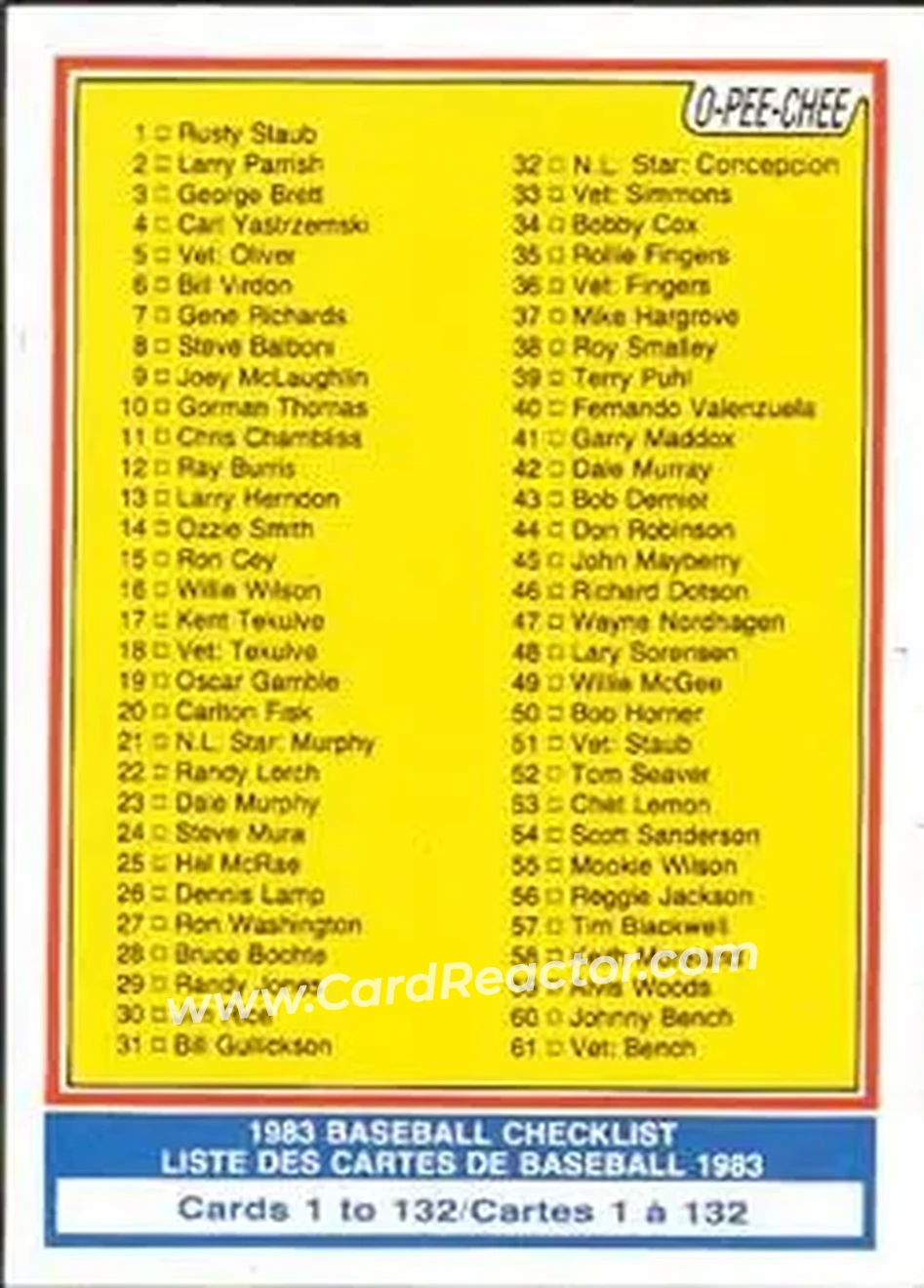 1983 O-Pee-Chee #129 - Card #129 - Front