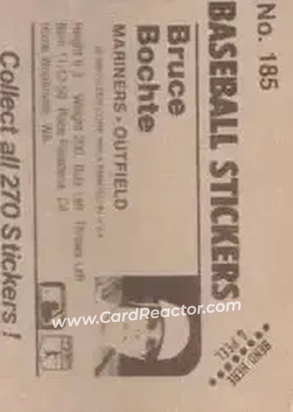 1983 Fleer Star Stickers #185 - Bruce Bochte - Seattle Mariners - Back 1983 Fleer Star Stickers #185 - Bruce Bochte - Seattle Mariners - Back