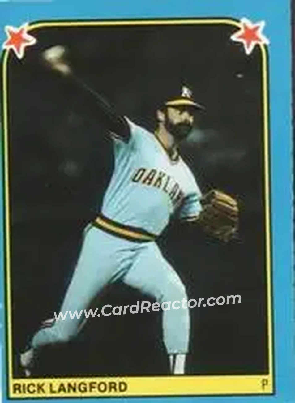 1983 Fleer Star Stickers #190 - Rick Langford - Oakland Athletics - Front