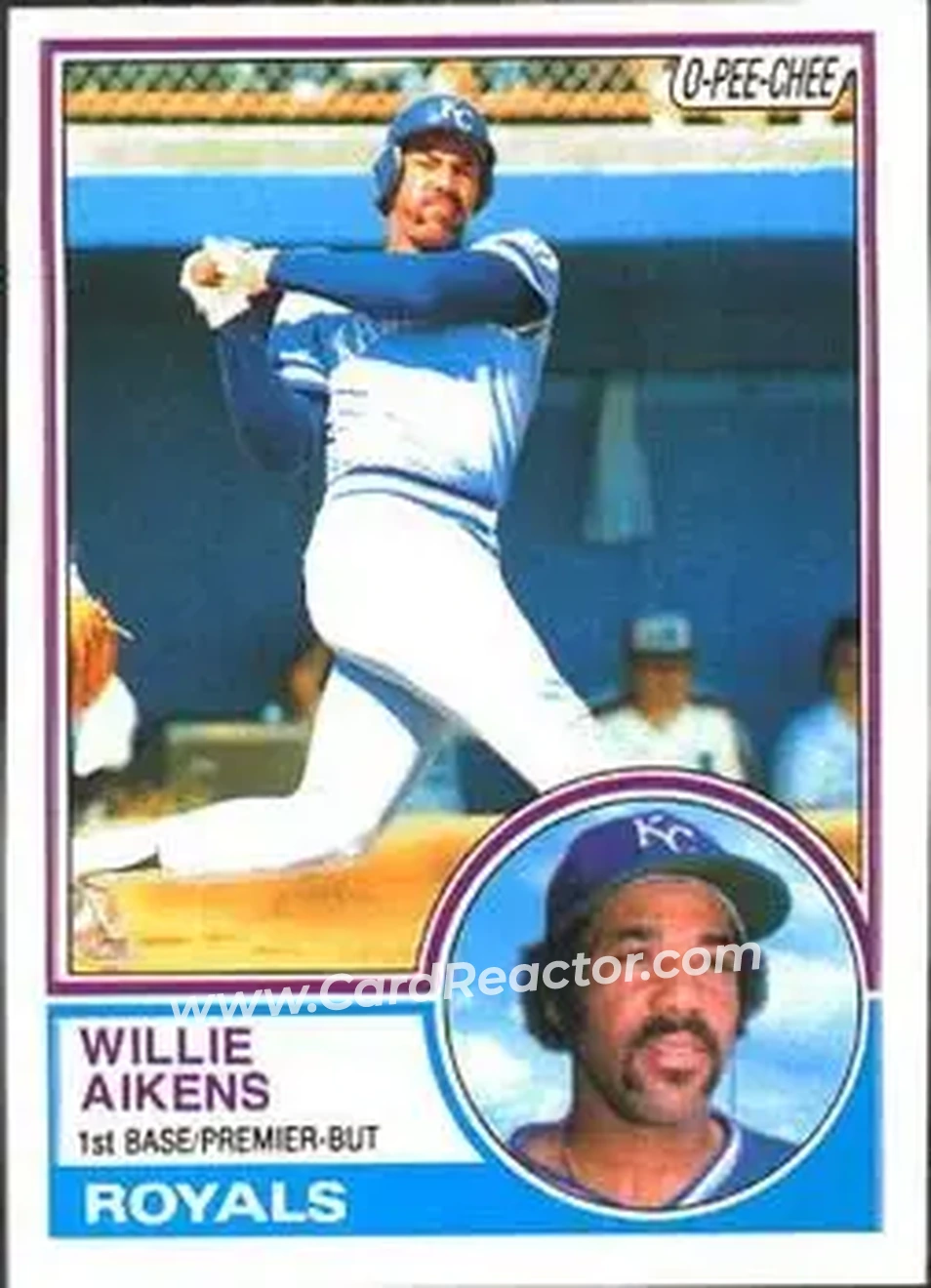 1983 O-Pee-Chee #136 - Willie Aikens - Kansas City Royals - Front