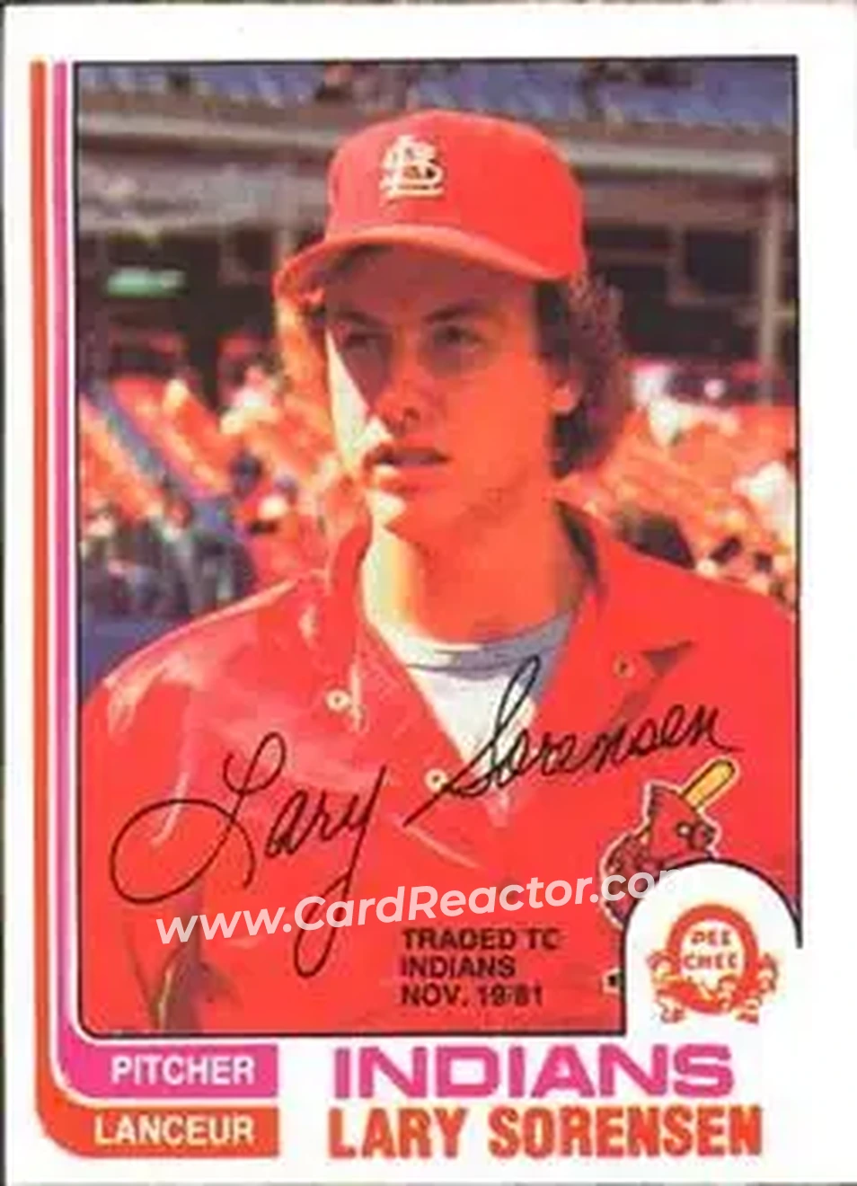 1982 O-Pee-Chee #136 - Lary Sorensen - Cleveland Indians - Front 1982 O-Pee-Chee #136 - Lary Sorensen - Cleveland Indians - Front