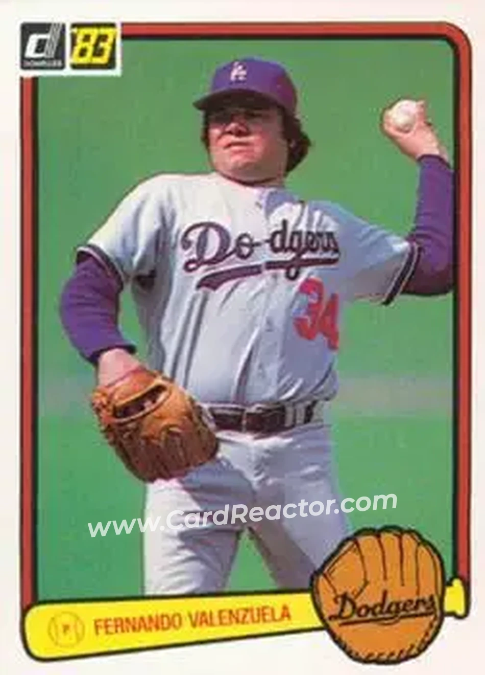 1983 Donruss #284 - Fernando Valenzuela - Los Angeles Dodgers - Front 1983 Donruss #284 - Fernando Valenzuela - Los Angeles Dodgers - Front
