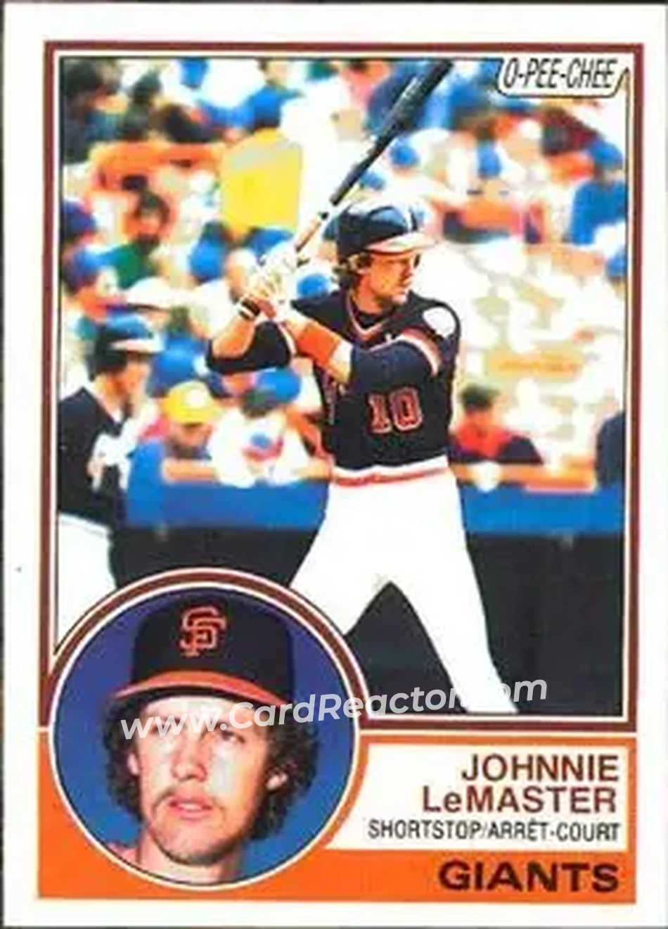 1983 O-Pee-Chee #154 - Johnnie LeMaster - San Francisco Giants - Front 1983 O-Pee-Chee #154 - Johnnie LeMaster - San Francisco Giants - Front