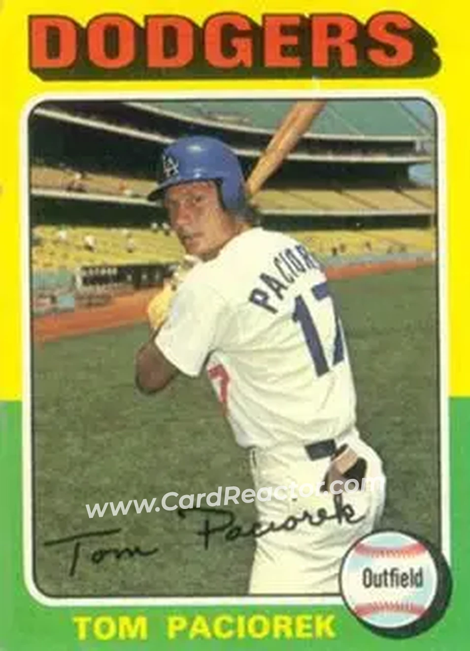 1975 Topps #523 - Tom Paciorek - Los Angeles Dodgers - Front 1975 Topps #523 - Tom Paciorek - Los Angeles Dodgers - Front