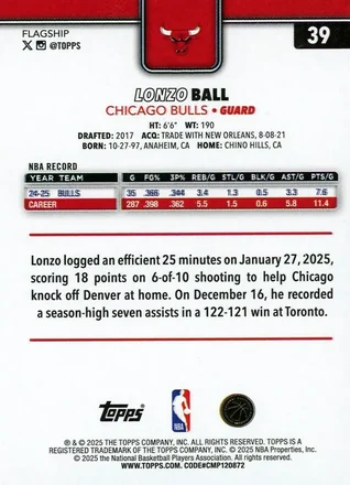 Verso de Lonzo Ball