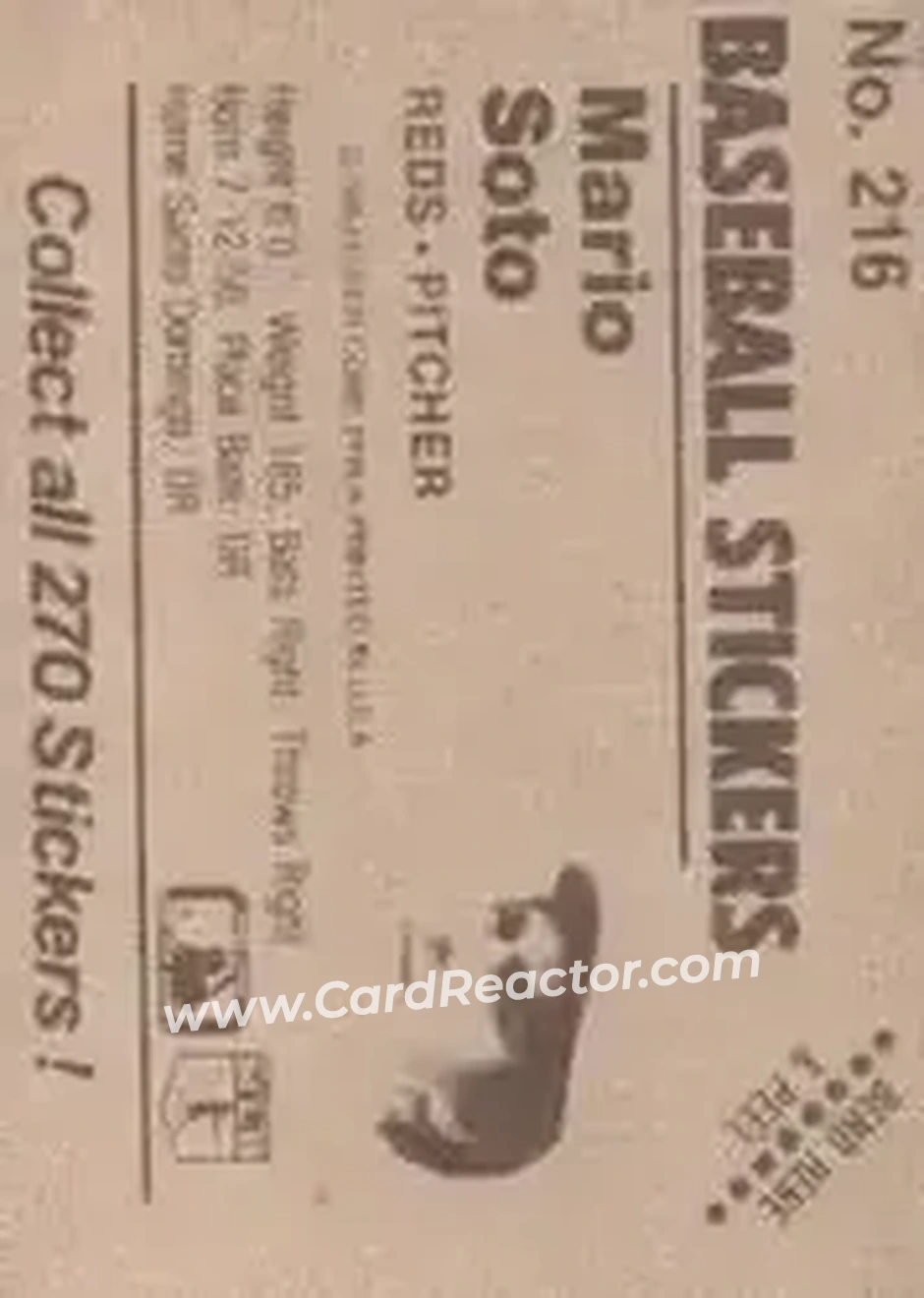 1983 Fleer Star Stickers #216 - Mario Soto - Cincinnati Reds - Back 1983 Fleer Star Stickers #216 - Mario Soto - Cincinnati Reds - Back