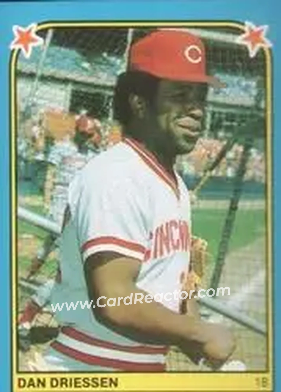 1983 Fleer Star Stickers #217 - Dan Driessen - Cincinnati Reds - Front 1983 Fleer Star Stickers #217 - Dan Driessen - Cincinnati Reds - Front