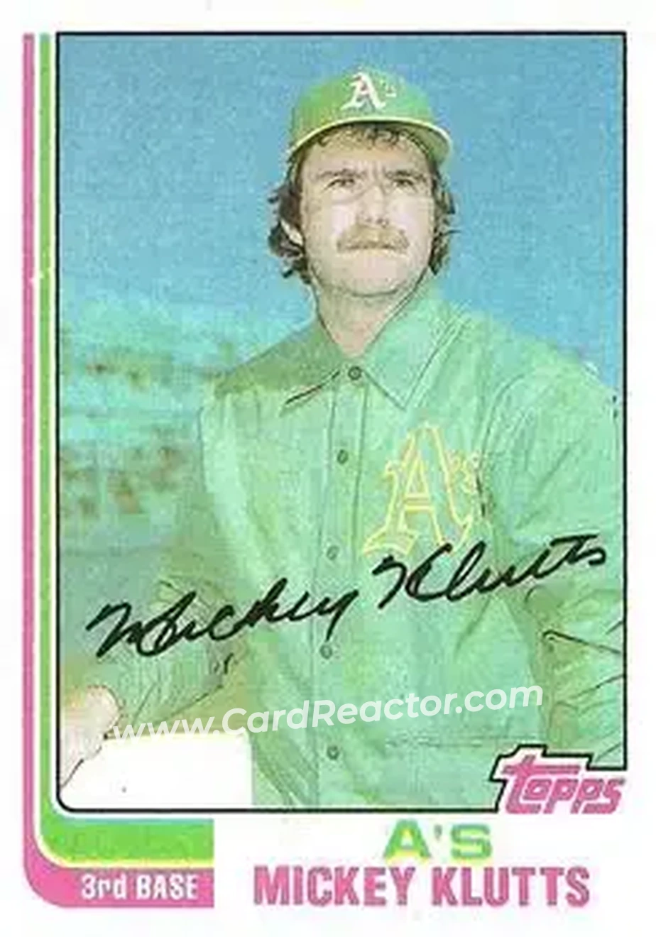 1982 Topps #148 - Mickey Klutts - Oakland Athletics - Front