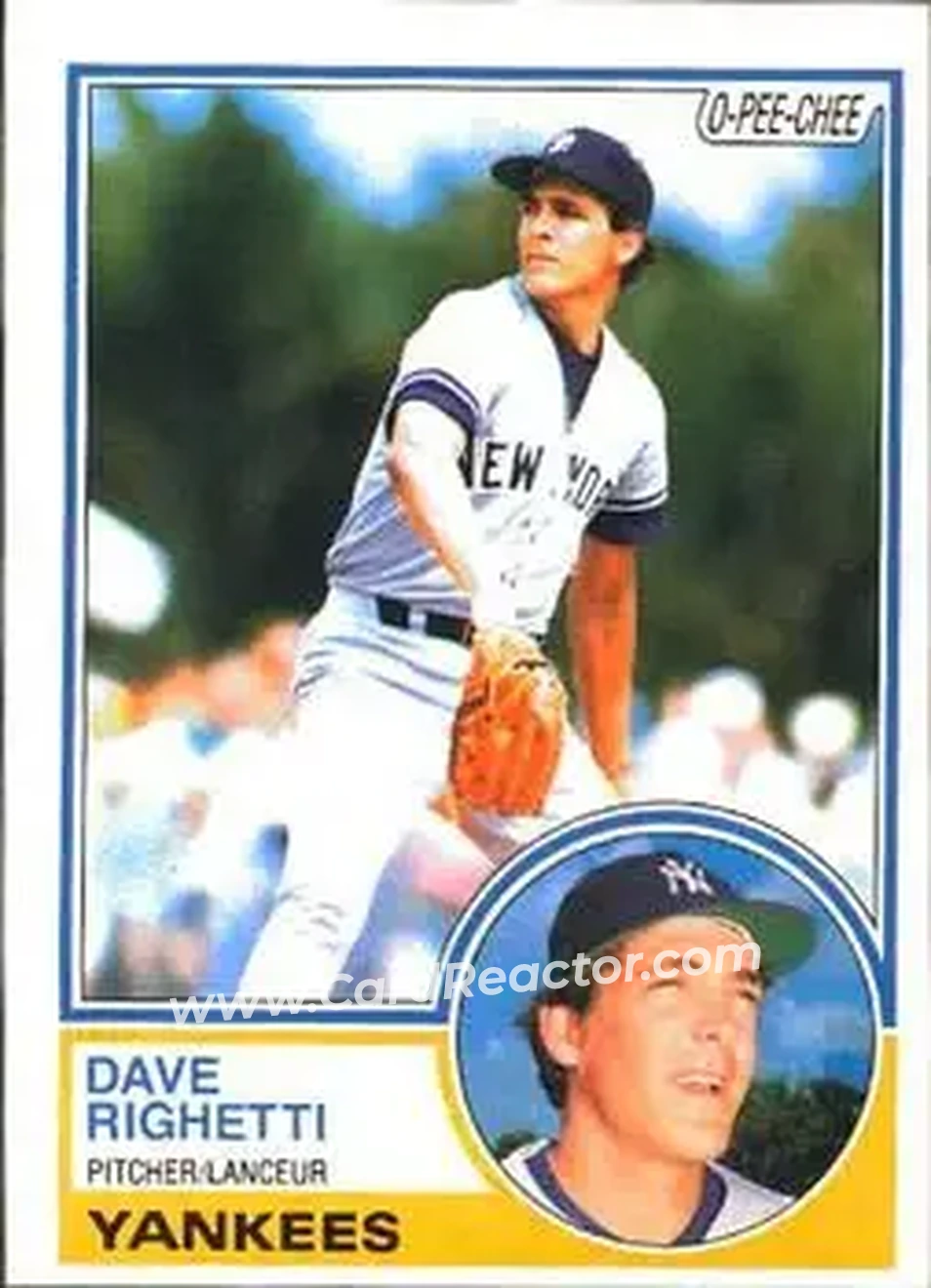 1983 O-Pee-Chee #176 - Dave Righetti - New York Yankees - Front