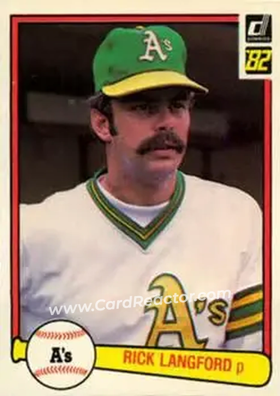 1982 Donruss #161 - Rick Langford - Oakland Athletics - Front