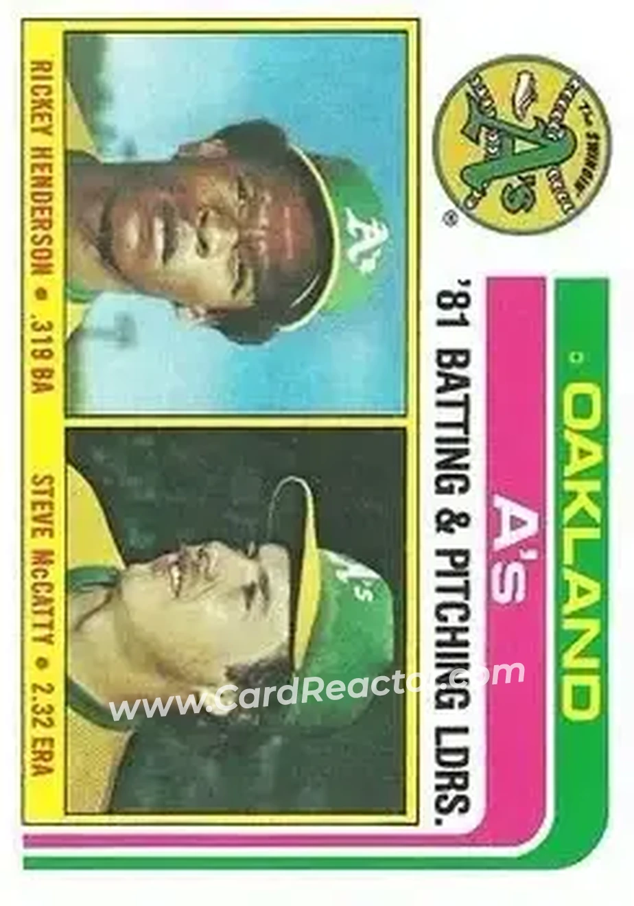 1982 Topps #156 - Card #156 - Oakland Athletics - Front
