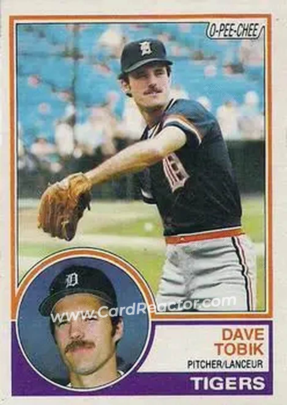 1983 O-Pee-Chee #186 - Dave Tobik - Detroit Tigers - Front