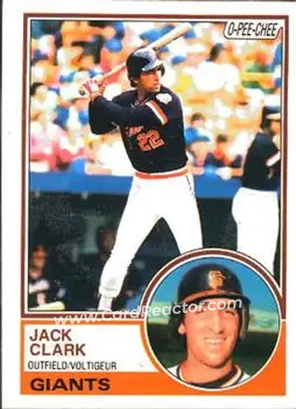 1983 O-Pee-Chee #210 - Jack Clark - San Francisco Giants - Front