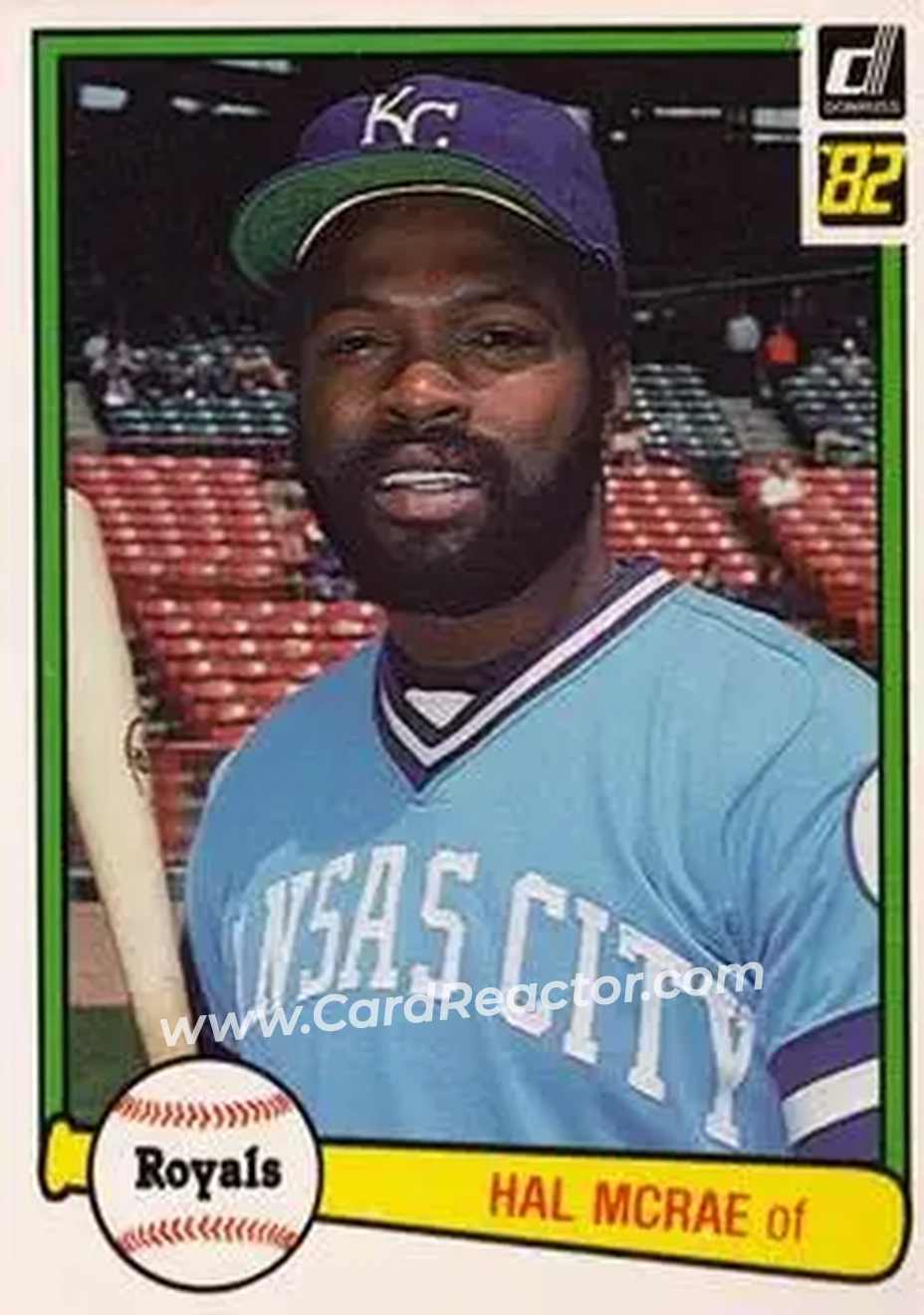 1982 Donruss #196 - Hal McRae - Kansas City Royals - Front