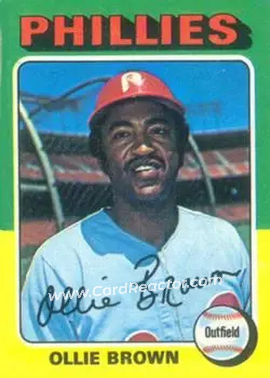 1975 Topps #596 - Ollie Brown - Philadelphia Phillies - Front 1975 Topps #596 - Ollie Brown - Philadelphia Phillies - Front