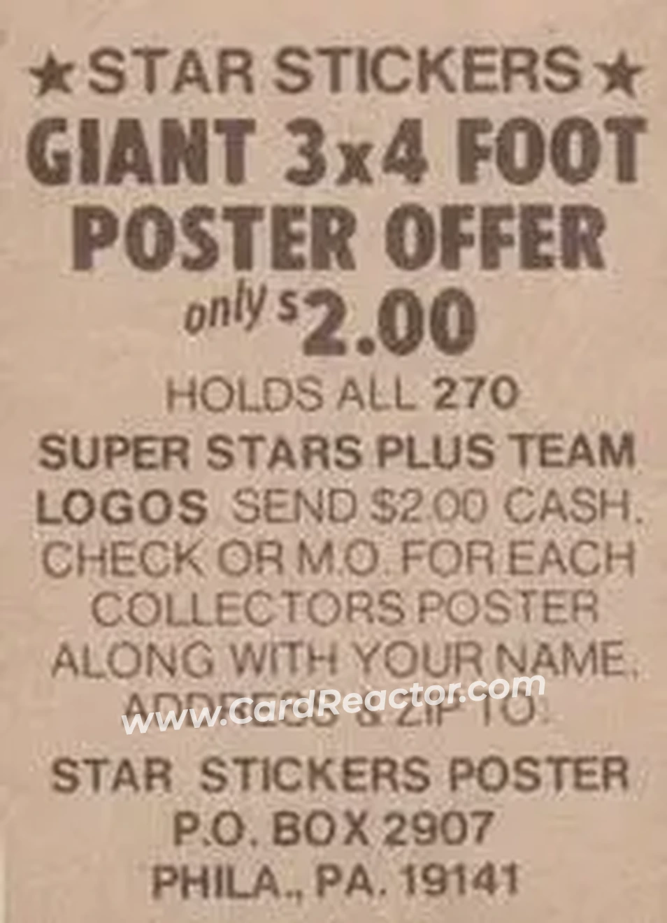 1983 Fleer Star Stickers #NNO - Card #NNO - Atlanta Braves - Back 1983 Fleer Star Stickers #NNO - Card #NNO - Atlanta Braves - Back