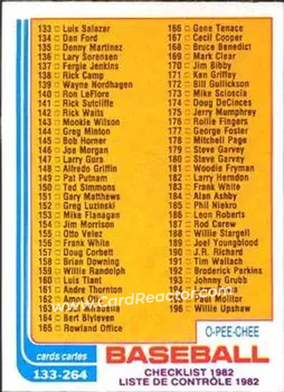 1982 O-Pee-Chee #226 - Card #226 - Front 1982 O-Pee-Chee #226 - Card #226 - Front