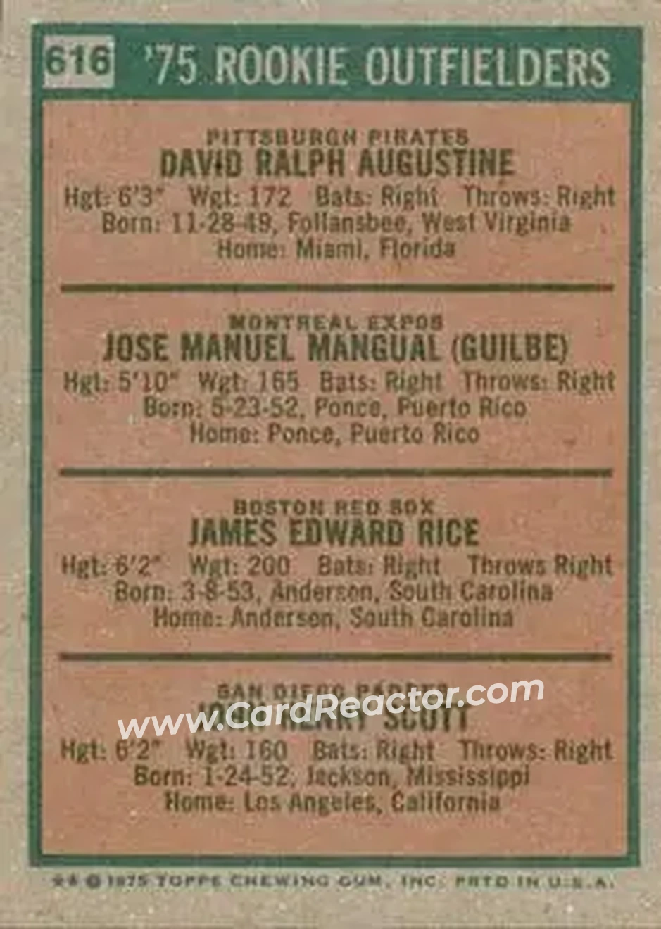 1975 Topps #616 - Card #616 - Back