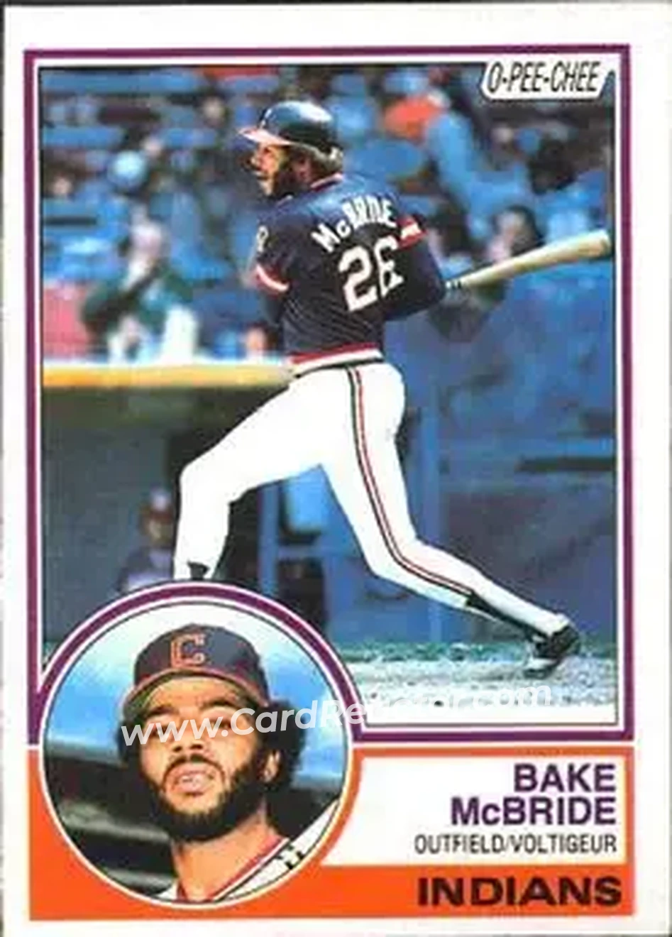 1983 O-Pee-Chee #248 - Bake McBride - Cleveland Indians - Front