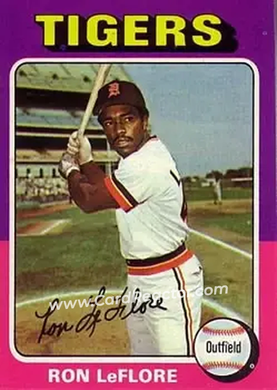 1975 Topps #628 - Ron LeFlore - Detroit Tigers - Front