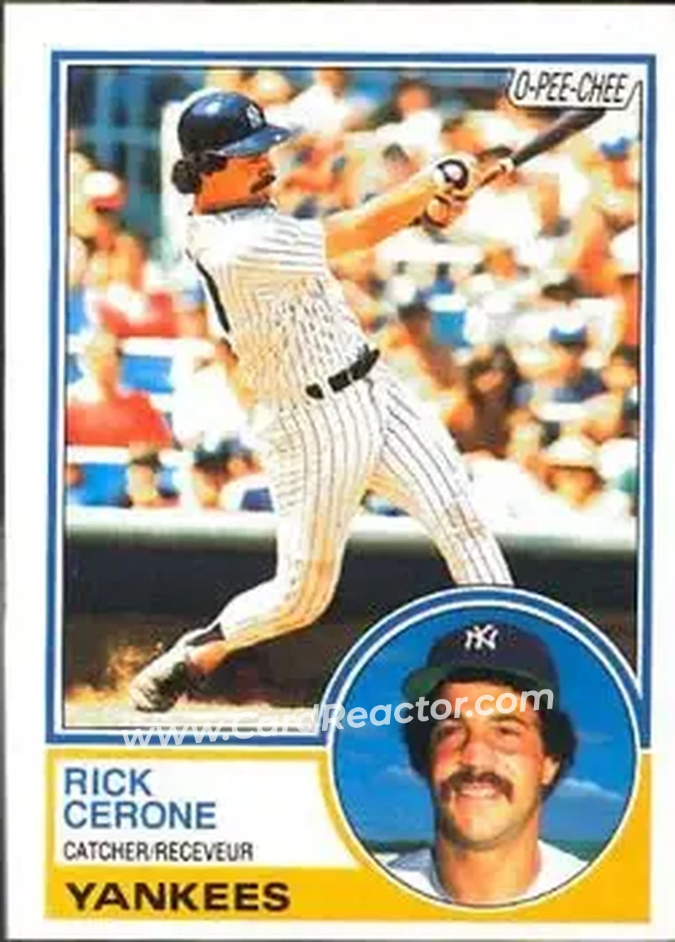 1983 O-Pee-Chee #254 - Rick Cerone - New York Yankees - Front 1983 O-Pee-Chee #254 - Rick Cerone - New York Yankees - Front