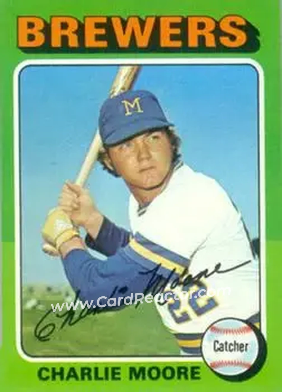 1975 Topps #636 - Charlie Moore - Milwaukee Brewers - Front 1975 Topps #636 - Charlie Moore - Milwaukee Brewers - Front