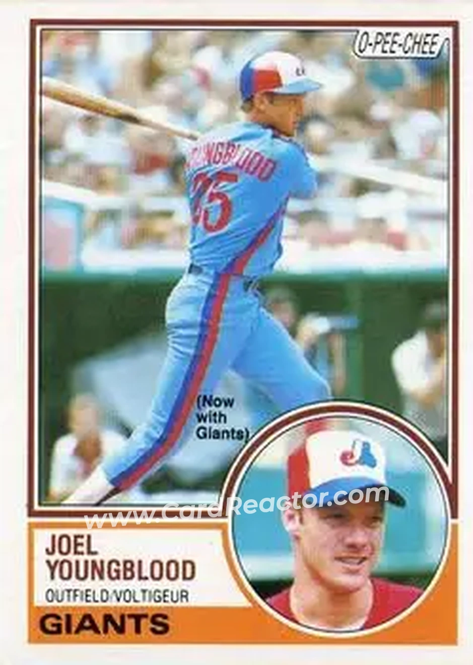 1983 O-Pee-Chee #265 - Joel Youngblood - San Francisco Giants - Front 1983 O-Pee-Chee #265 - Joel Youngblood - San Francisco Giants - Front