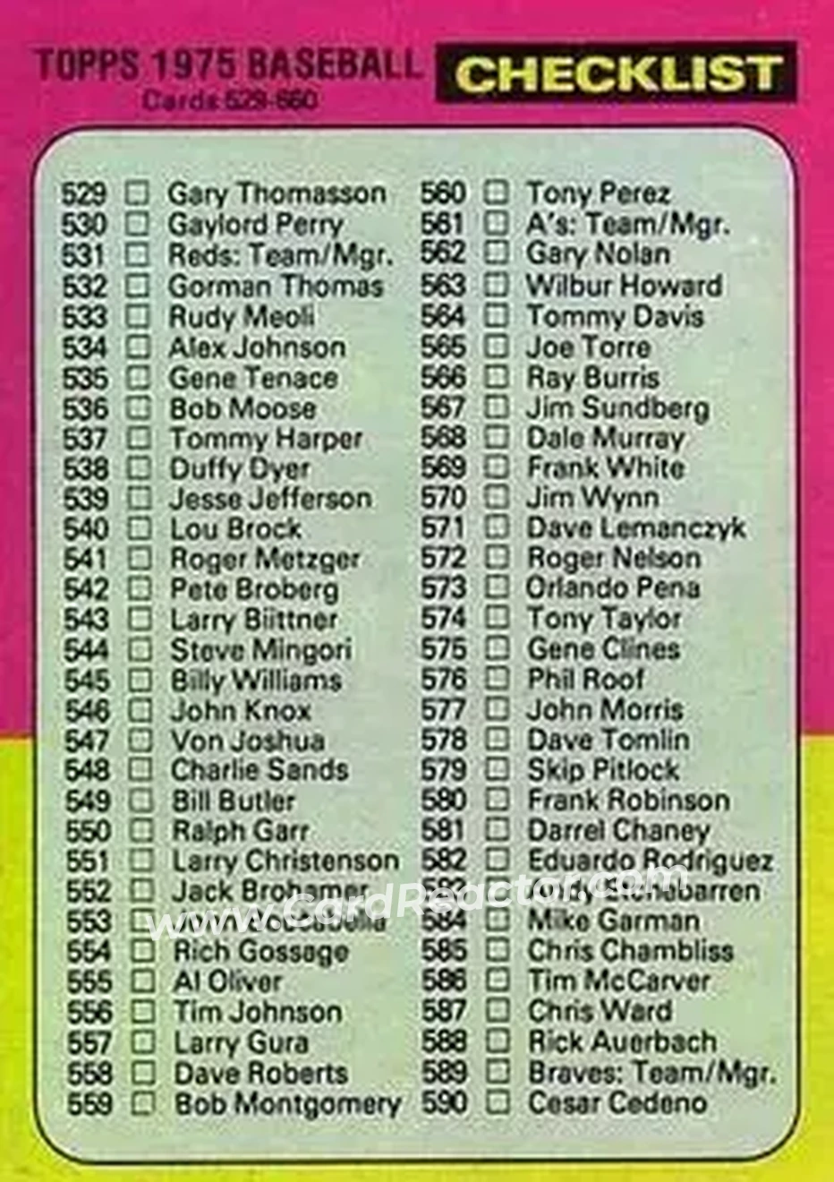 1975 Topps #646 - Card #646 - Front 1975 Topps #646 - Card #646 - Front