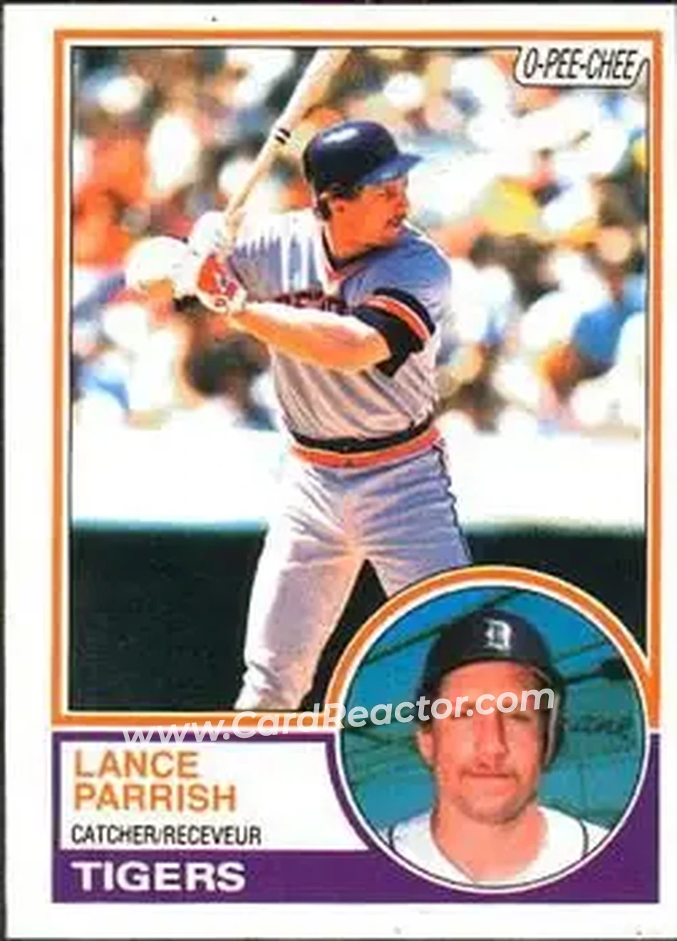 1983 O-Pee-Chee #285 - Lance Parrish - Detroit Tigers - Front
