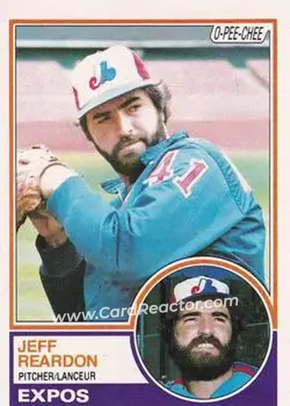 1983 O-Pee-Chee #290 - Jeff Reardon - Montreal Expos - Front 1983 O-Pee-Chee #290 - Jeff Reardon - Montreal Expos - Front