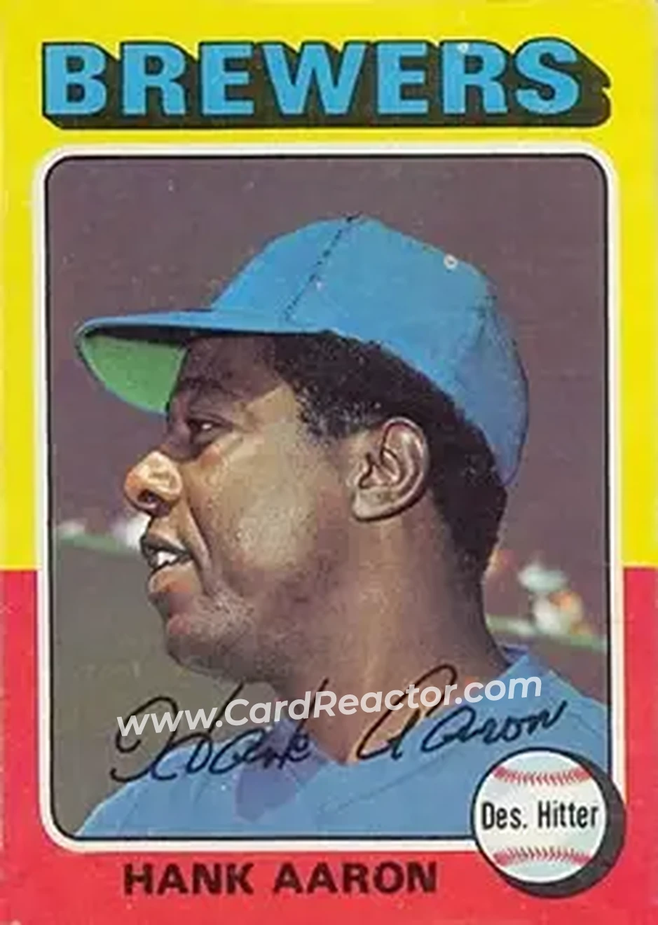 1975 Topps #660 - Hank Aaron - Milwaukee Brewers - Front