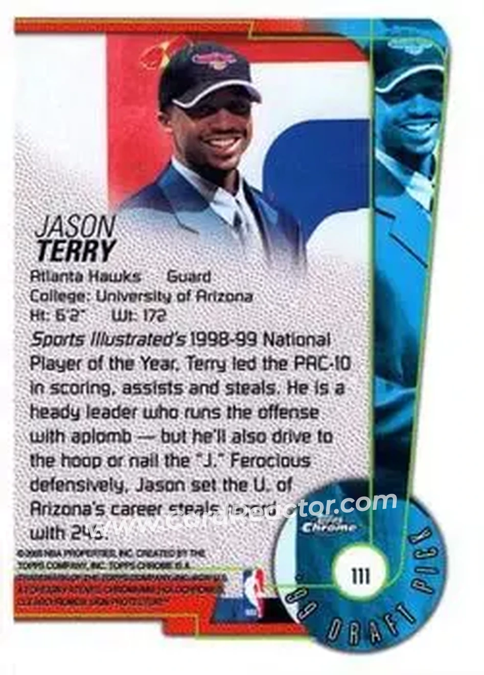 1999-00 Topps Chrome #111 - Jason Terry - Atlanta Hawks - Back 1999-00 Topps Chrome #111 - Jason Terry - Atlanta Hawks - Back