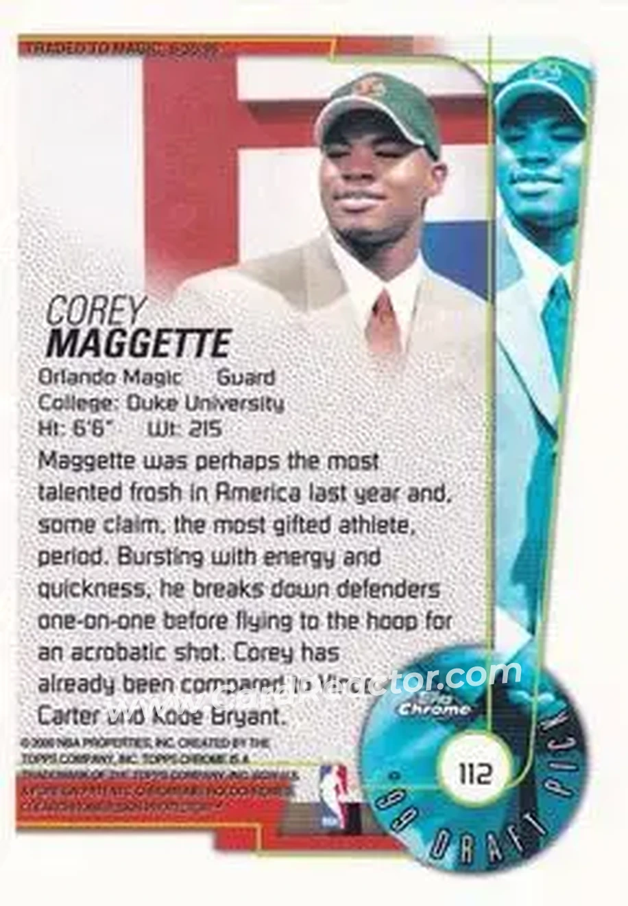 1999-00 Topps Chrome #112 - Corey Maggette - Orlando Magic - Back