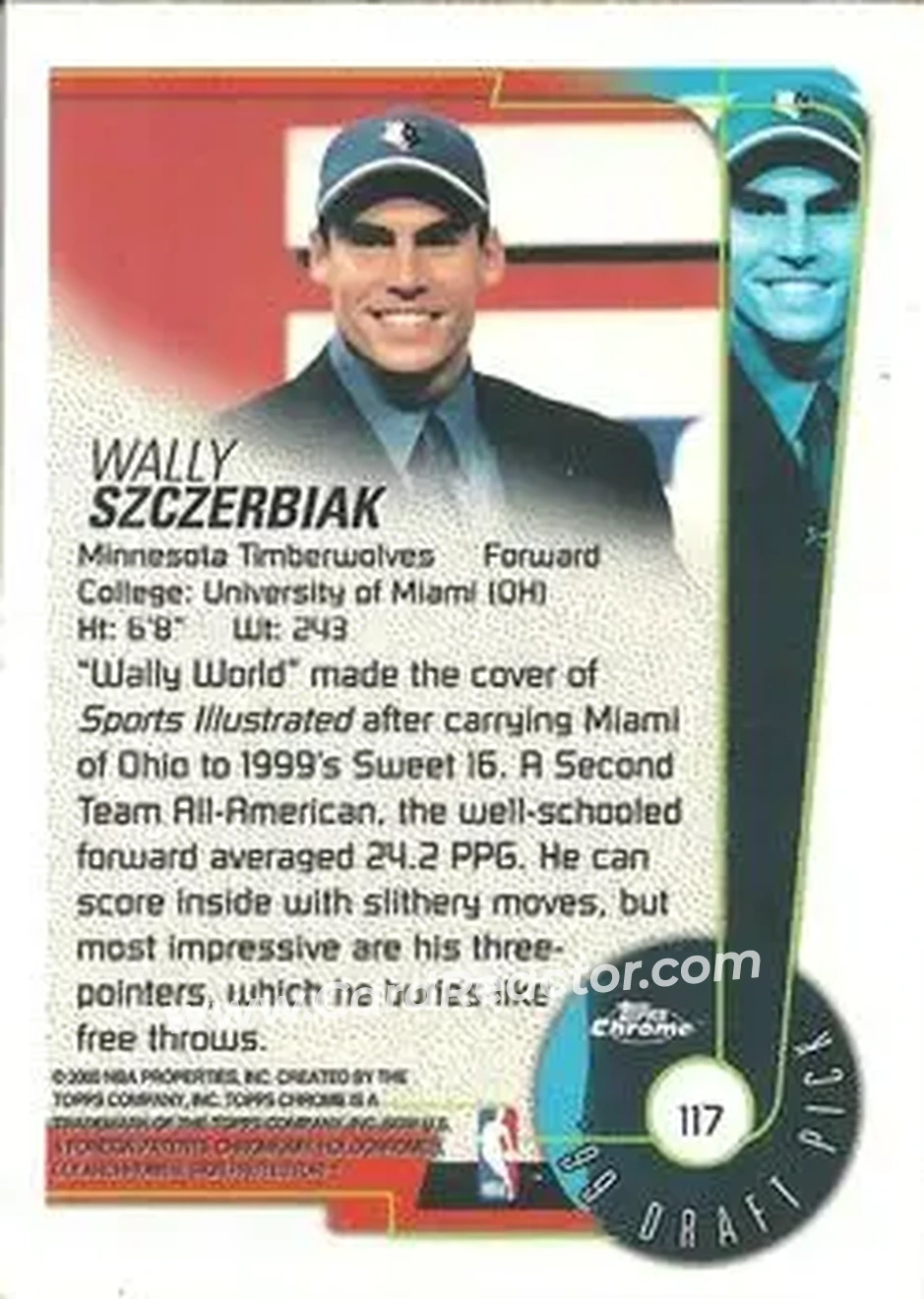 1999-00 Topps Chrome #117 - Wally Szczerbiak - Minnesota Timberwolves - Back